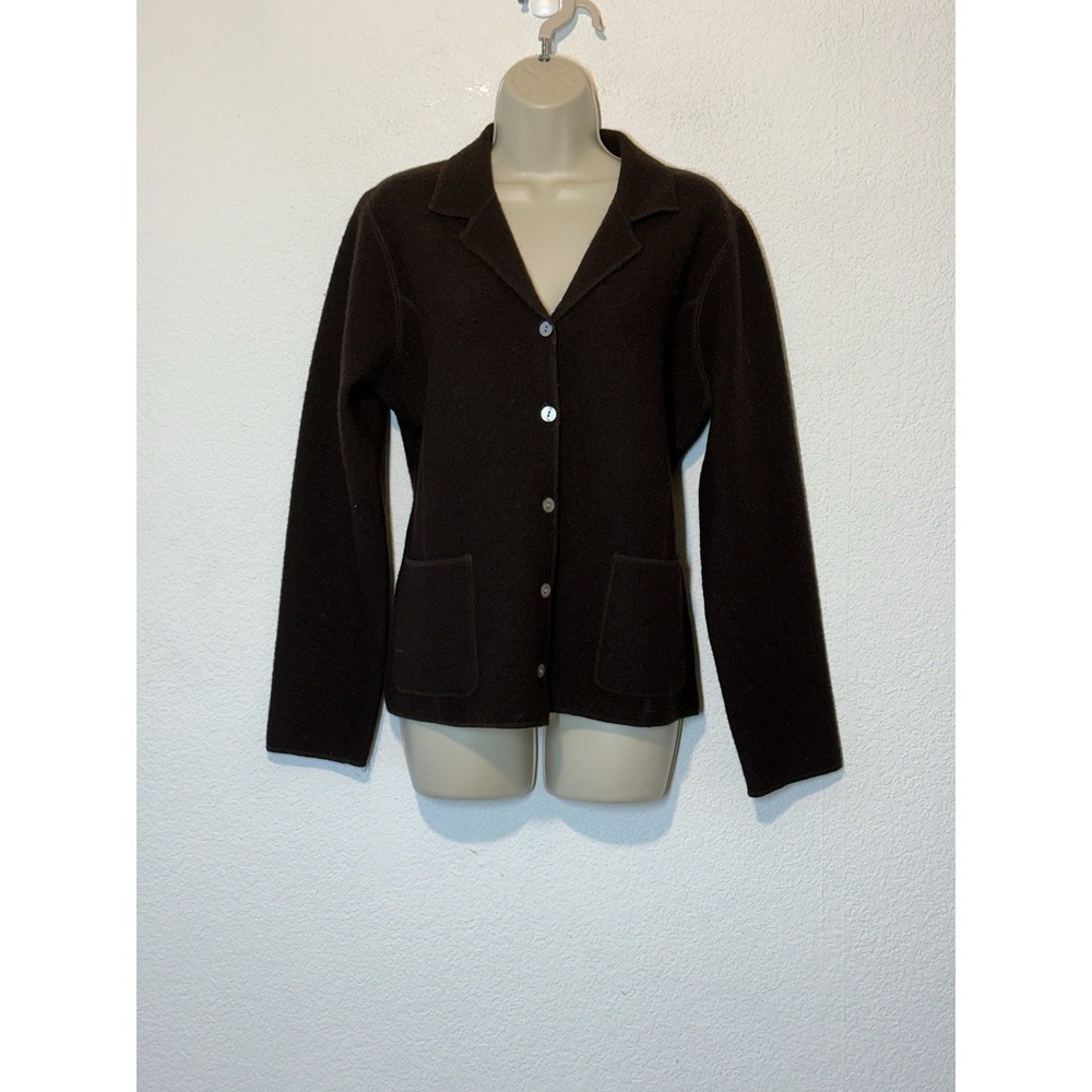 Vtg Herman Geist Brown‎ Wool Jacket Blazer Size M Classic Minimalist Capsule